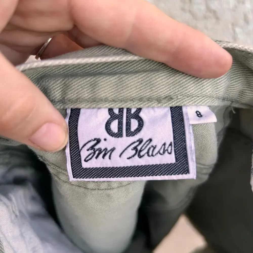 Vintage Bill Blass Sage Green High Rise Denim Jorts Size 8 (XS)